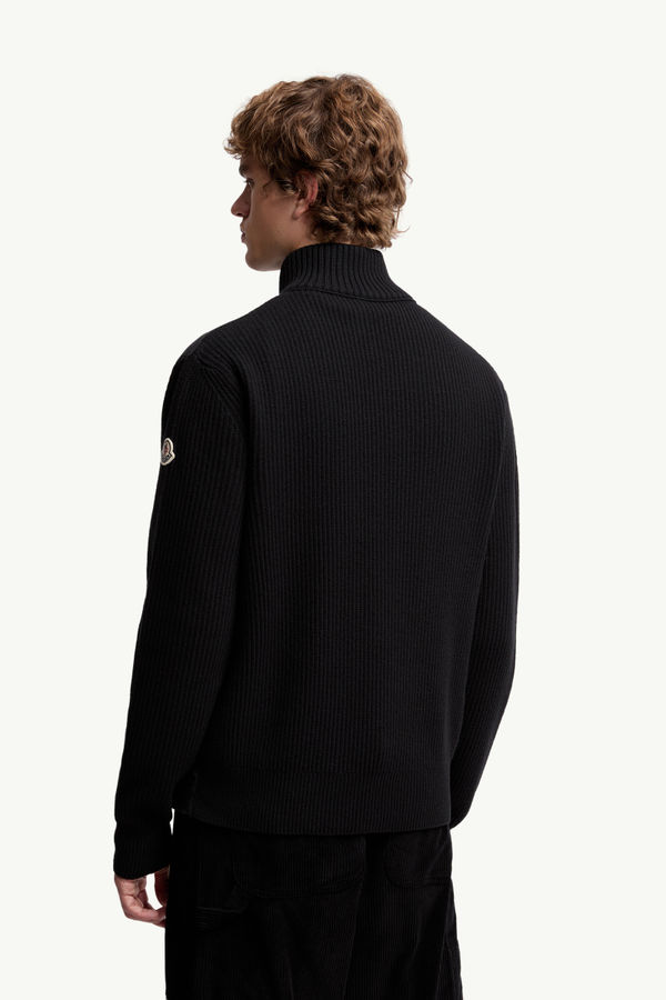 Padded Wool & Cashmere Zip-Up Cardigan Men Black Moncler 4
