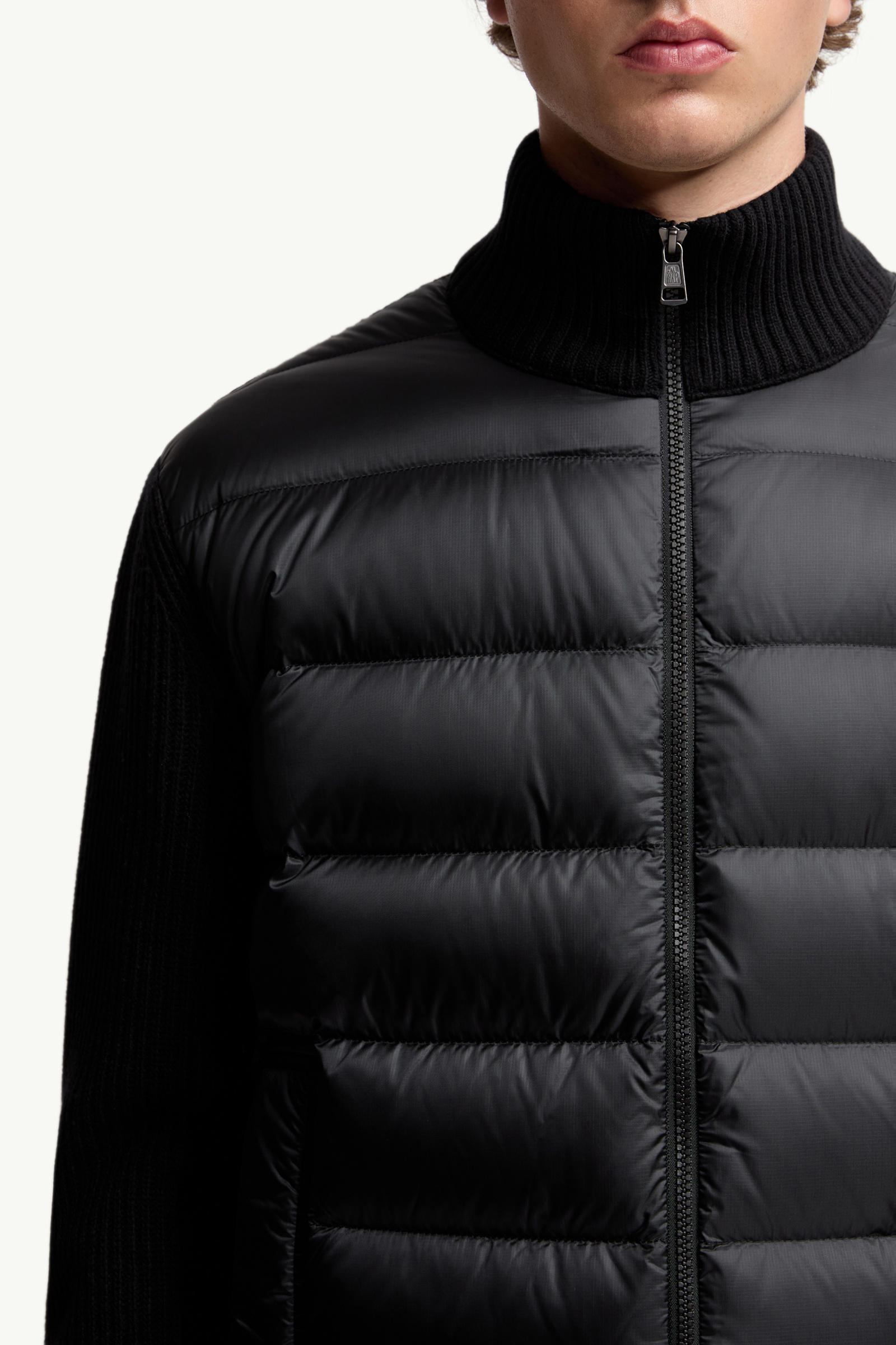 Padded Wool & Cashmere Zip-Up Cardigan Men Black Moncler 5