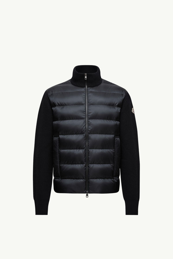 Padded Wool & Cashmere Zip-Up Cardigan Men Black Moncler 2