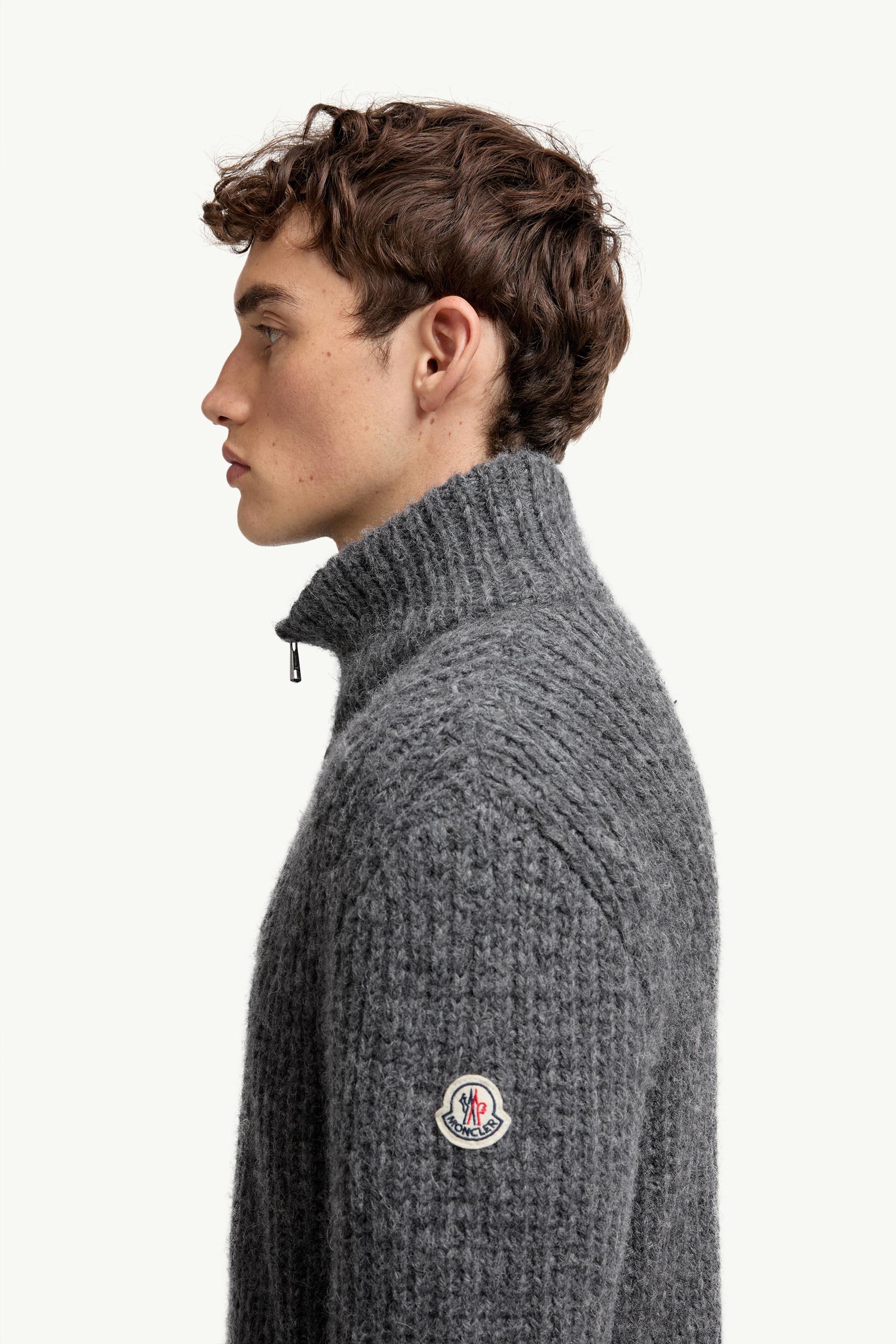Alpaca & Wool Zip-Up Cardigan Men Dark Gray Moncler 1