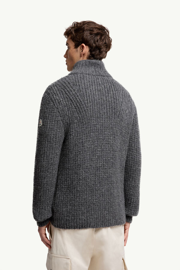 Cardigan zippé en laine et alpaga Hommes Gris foncé Moncler 4