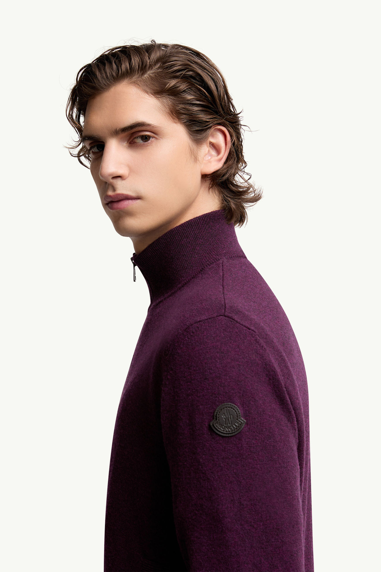 Wool & Cashmere Zip-Up Cardigan Men Purple Moncler 1