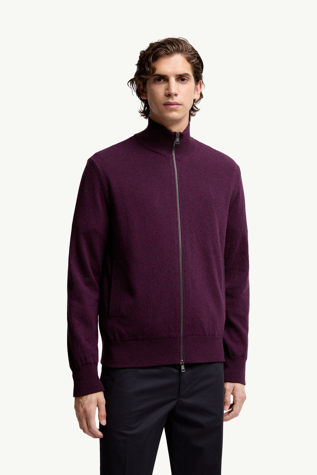 Wool & Cashmere Zip-Up Cardigan Men Purple Moncler 3