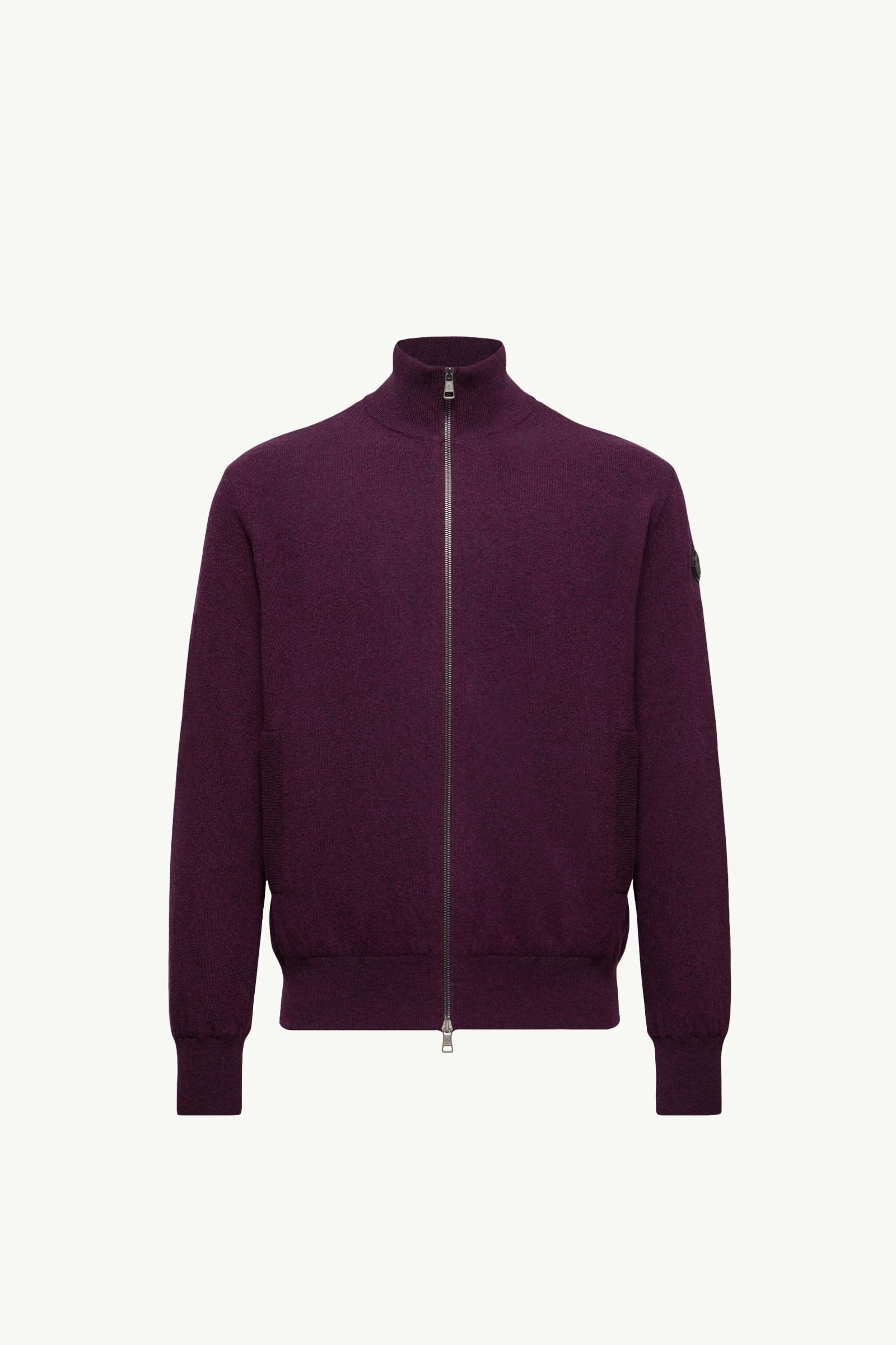 Purple Wool & Cashmere Zip-Up Cardigan - Sweaters & Cardigans for