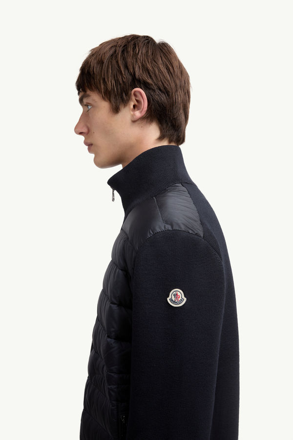 Padded Zip-Up Cardigan Men Navy Blue Moncler 1