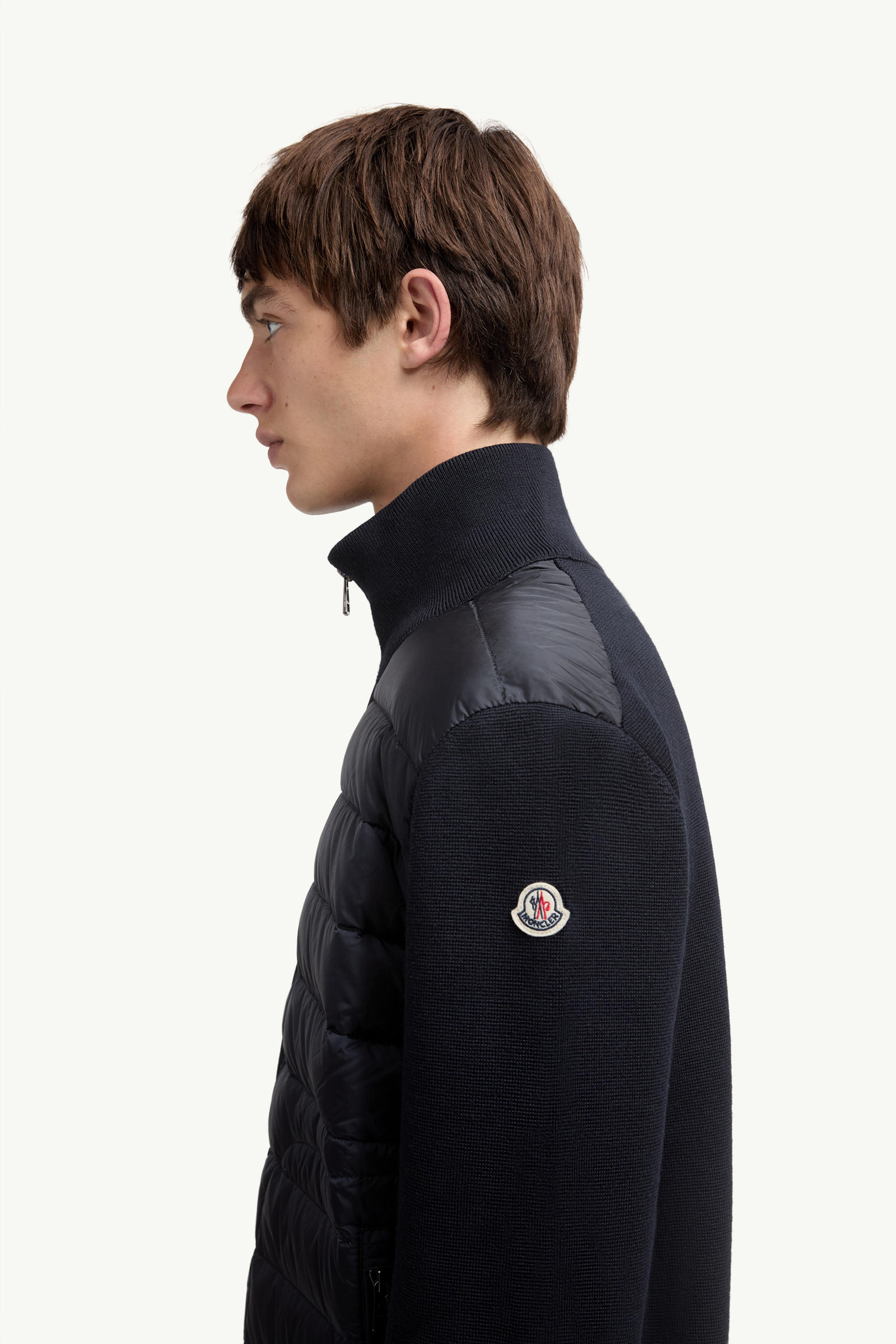 夾層拉鏈開襟毛衣 男士 海軍藍色 Moncler 1