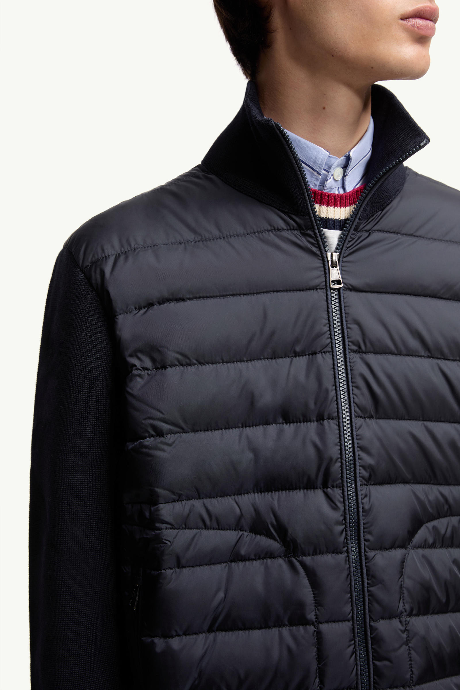 夾層拉鏈開襟毛衣 男士 海軍藍色 Moncler 5