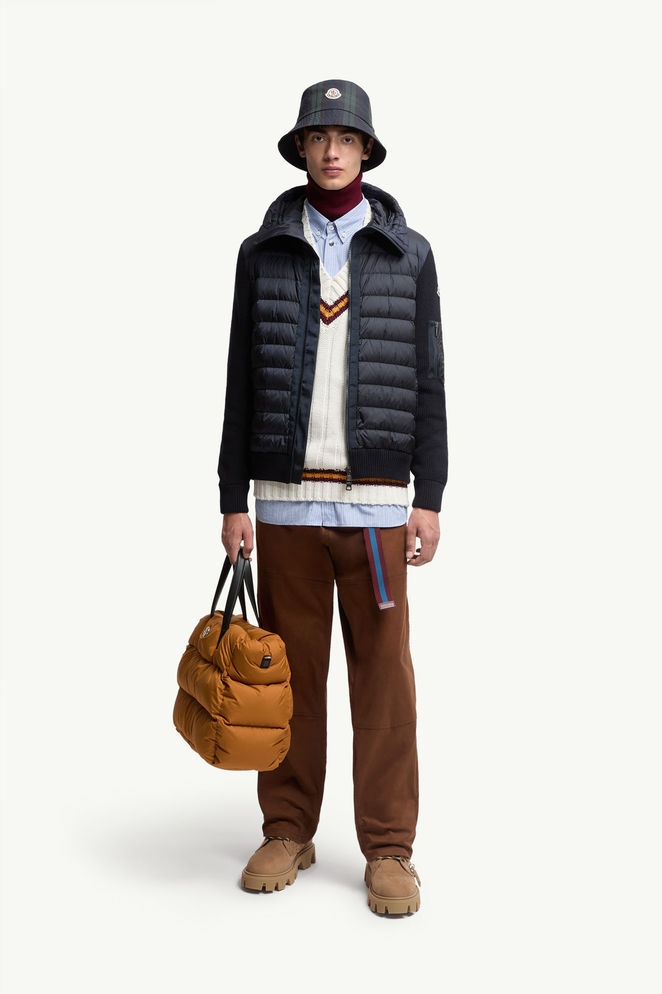 夾層拉鏈開襟毛衣 男士 海軍藍色 Moncler 0