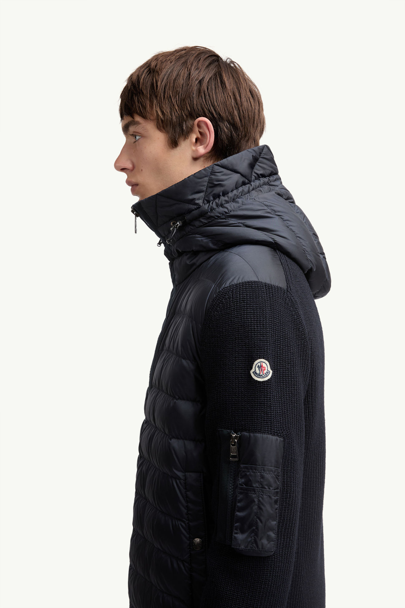夾層拉鏈開襟毛衣 男士 海軍藍色 Moncler 1