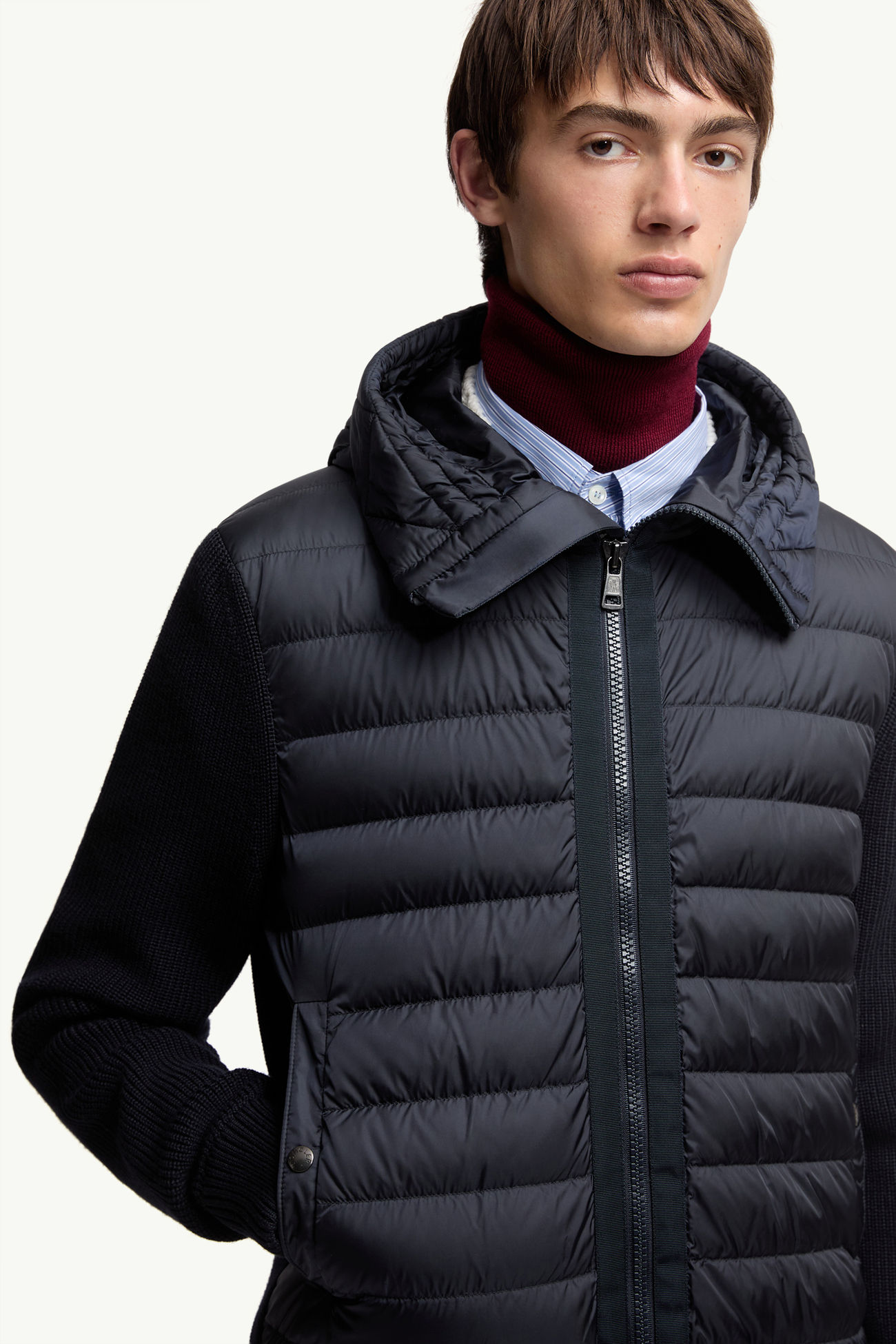 夾層拉鏈開襟毛衣 男士 海軍藍色 Moncler 5