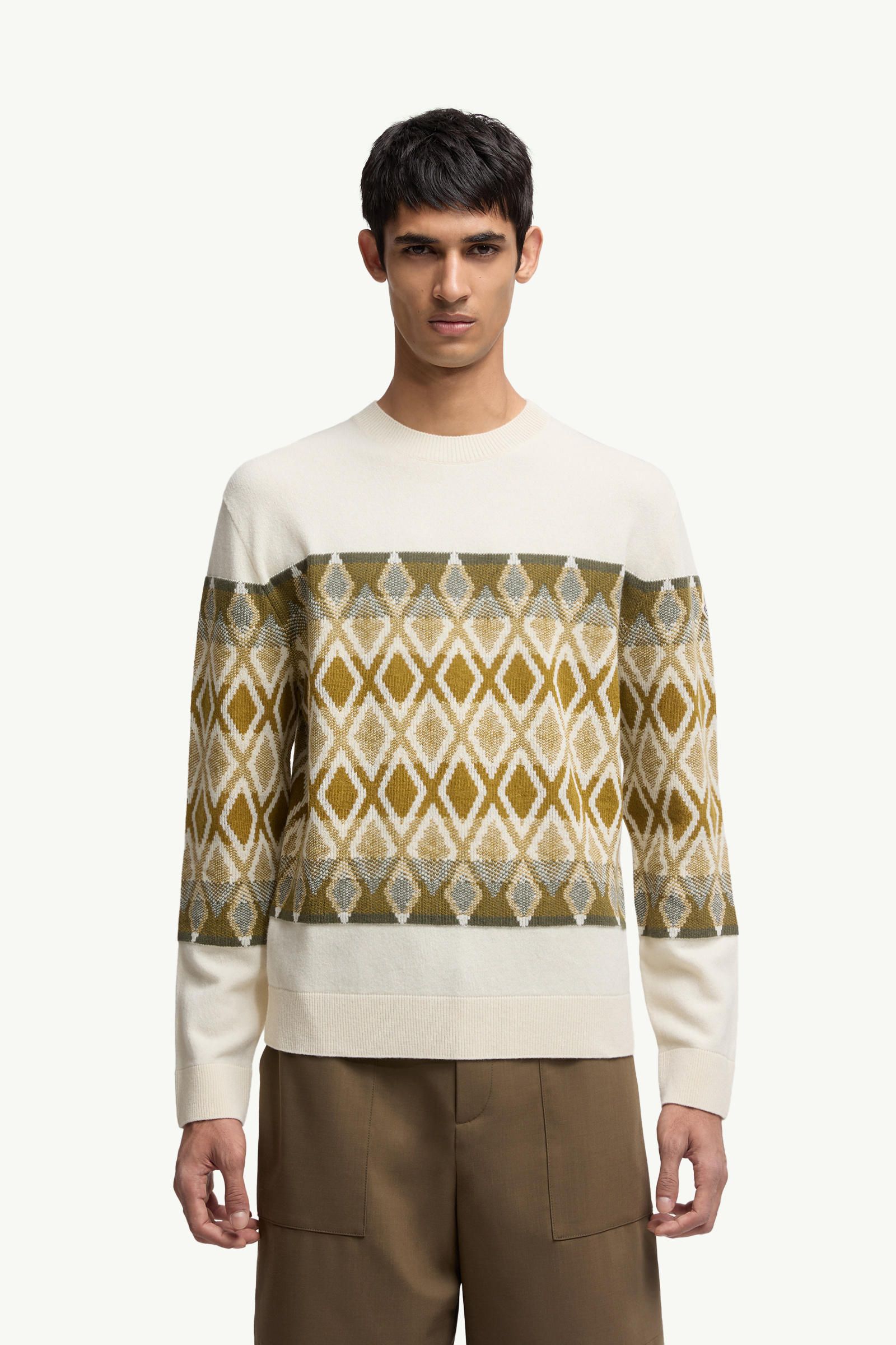 Rhombus Pattern Wool Sweater Men Multicolour Moncler 3