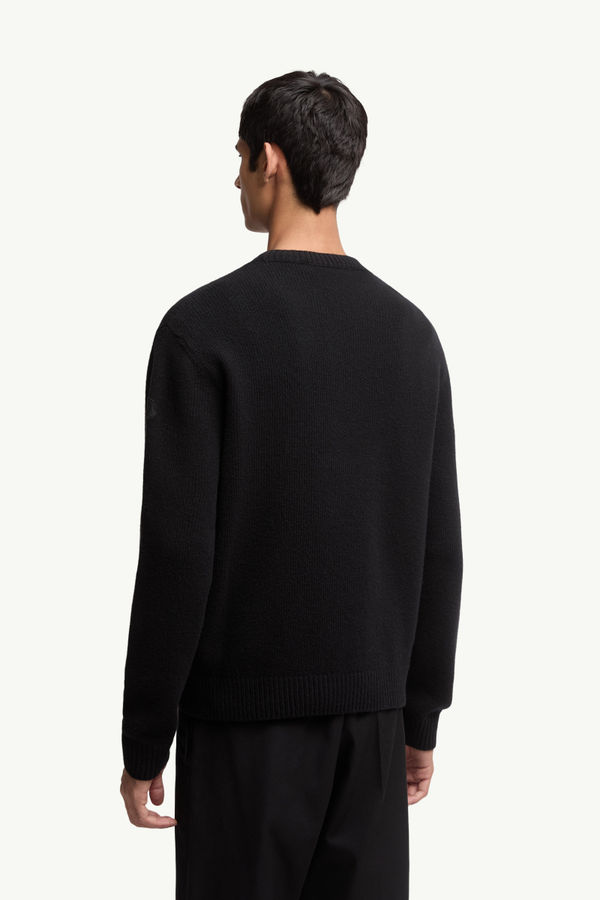 Embroidered Logo Wool Sweater Men Black Moncler 4