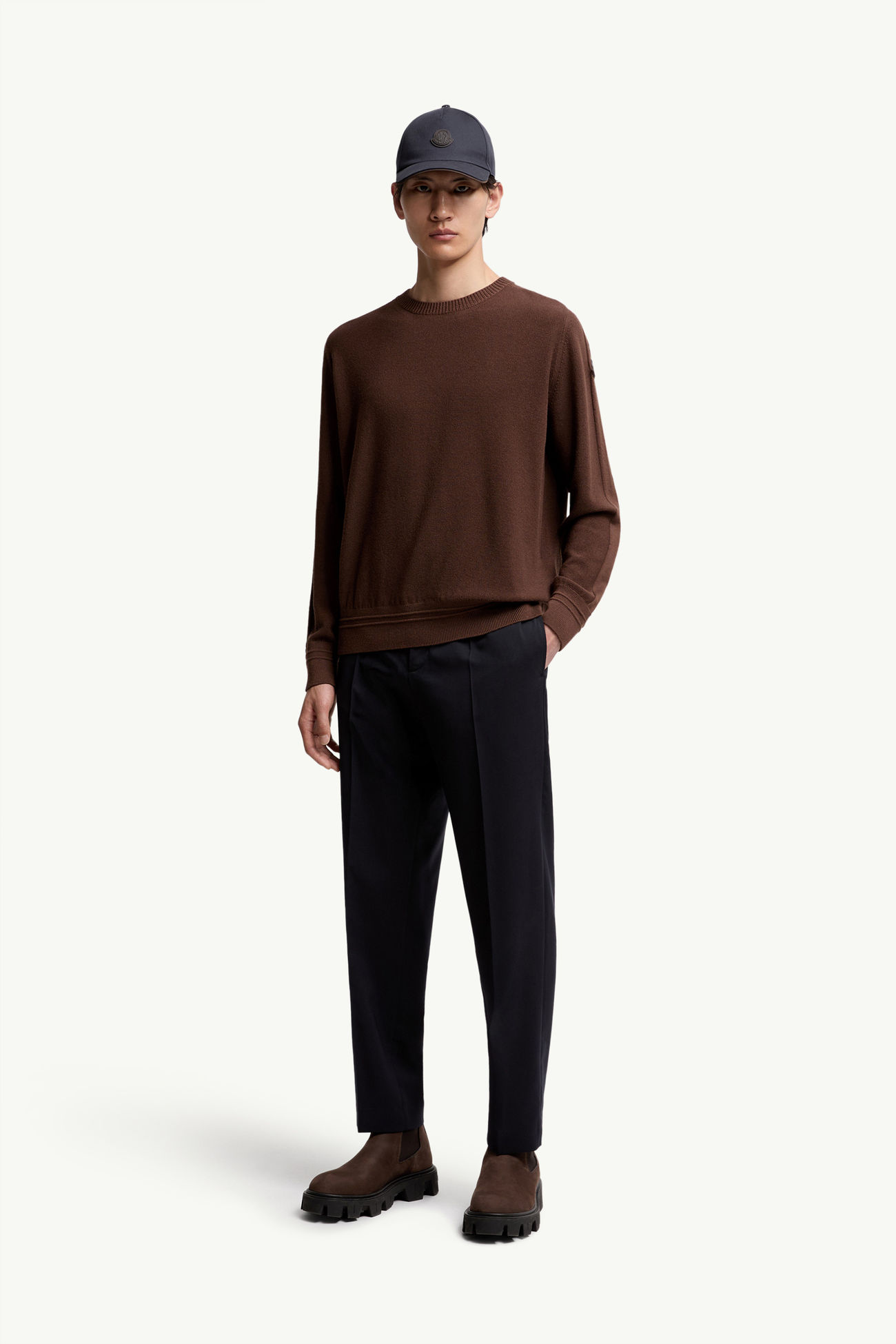 Wool Sweater Men Taupe Moncler 0