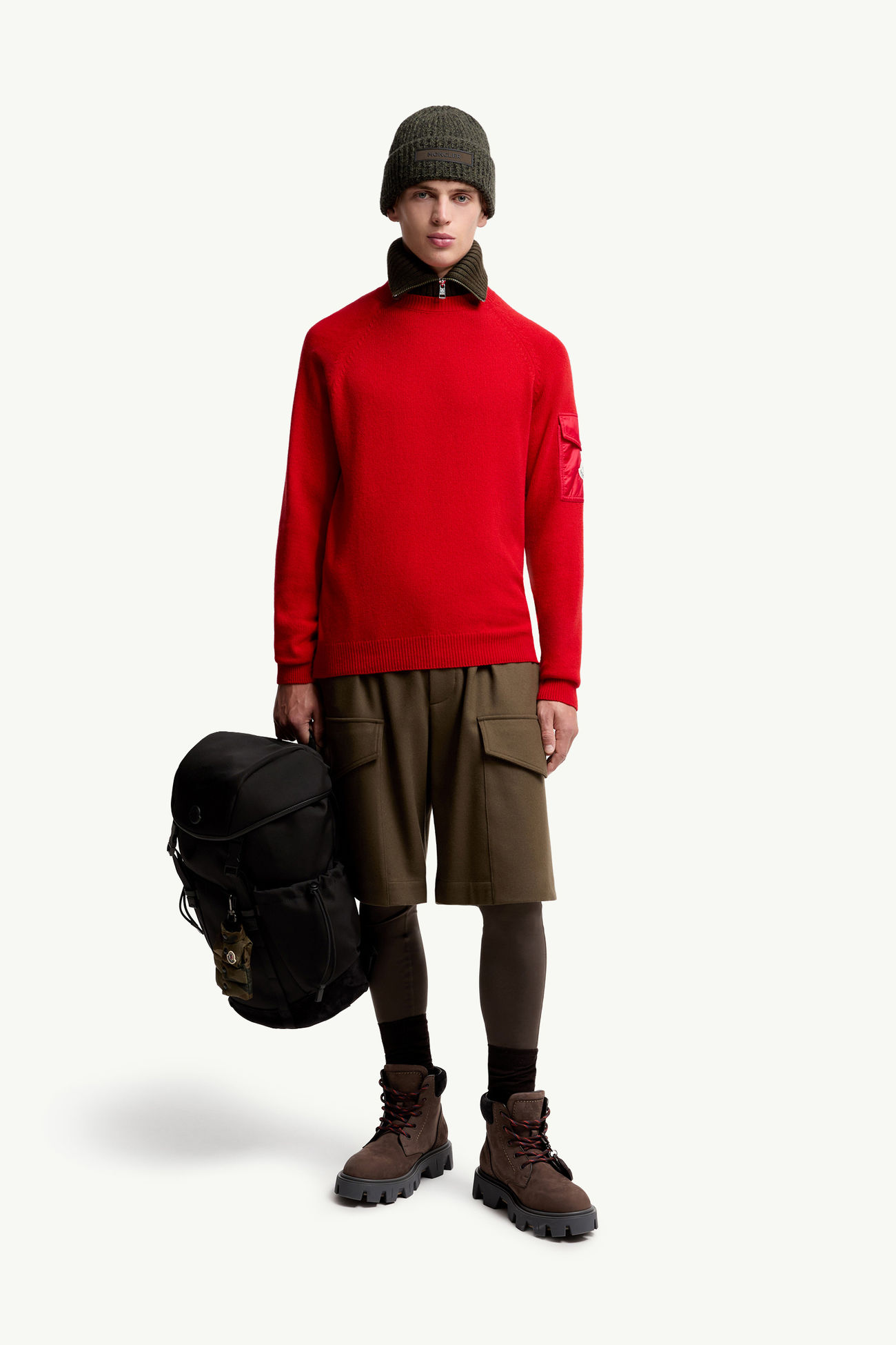 Jersey de lana mouliné y cachemira Hombre Rojo Moncler 0