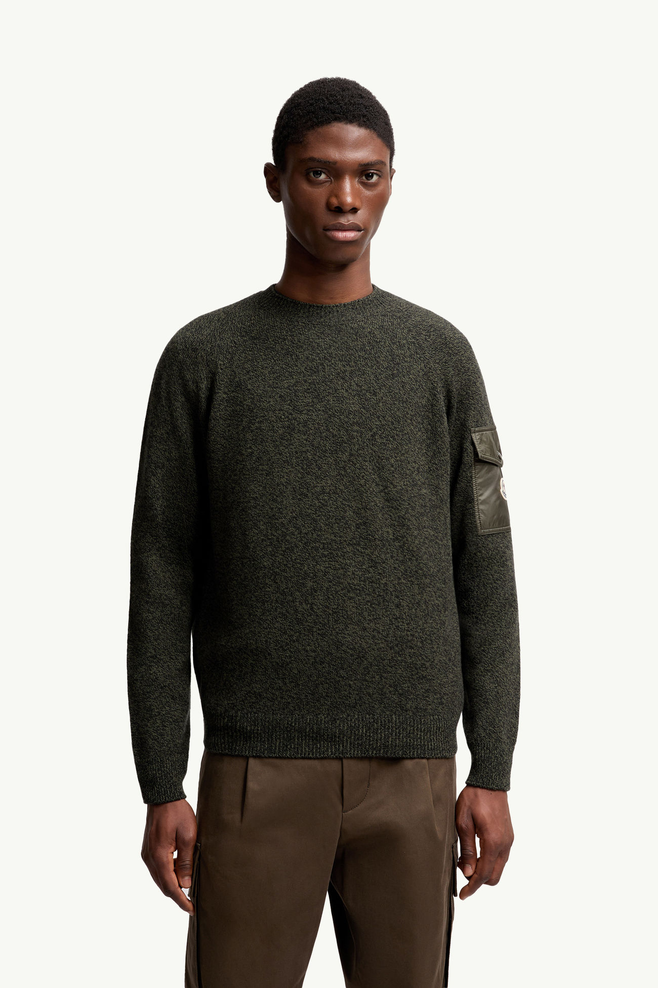 Pull en laine et cachemire mouliné Hommes Vert Moncler 3