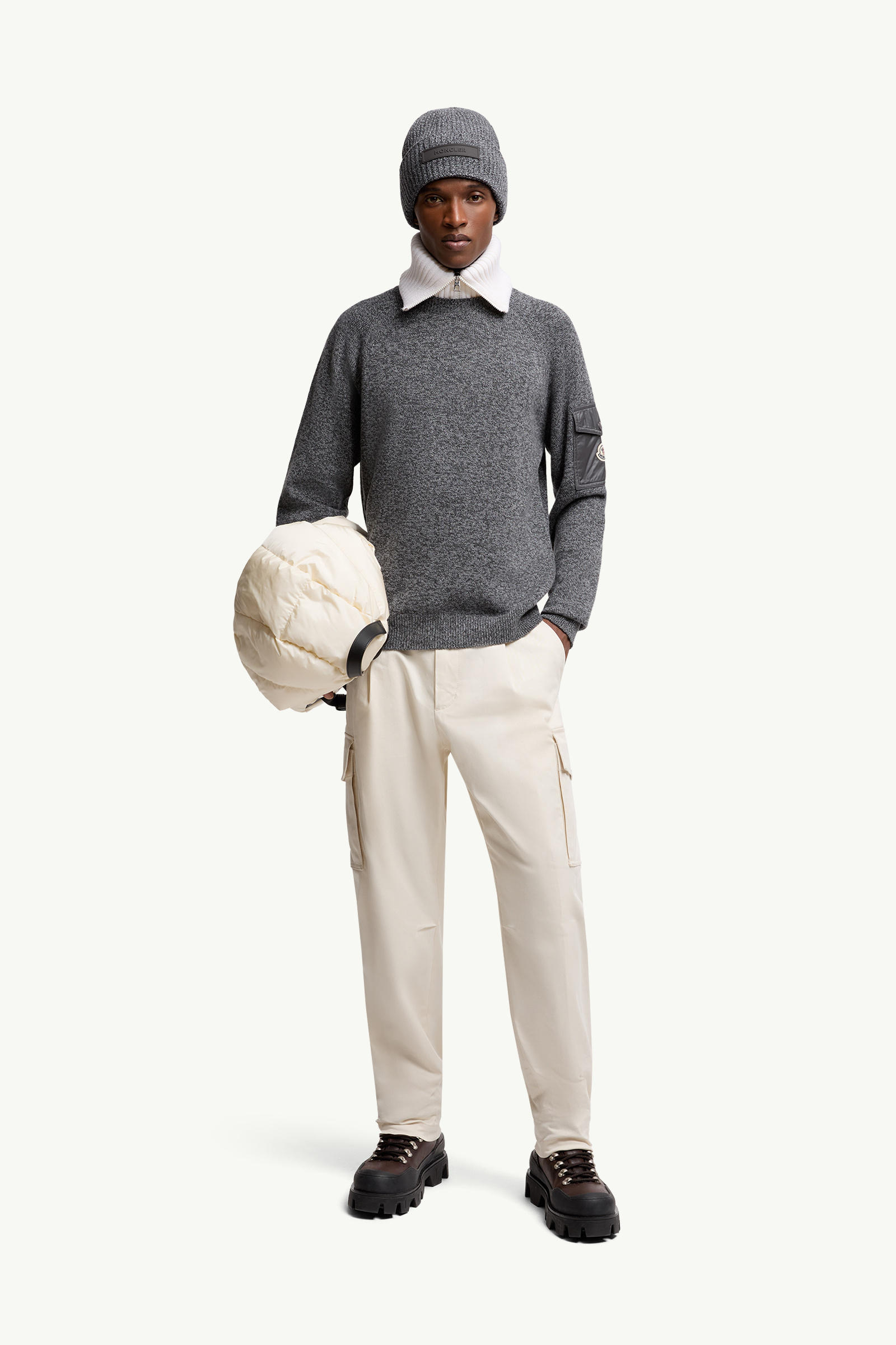 Mouliné Wool & Cashmere Jumper Men Dark Gray Moncler 0