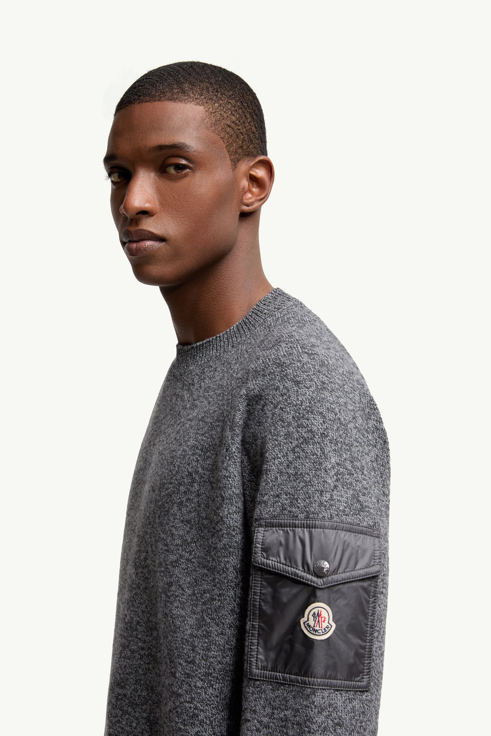 Mouliné Wool & Cashmere Jumper Men Dark Gray Moncler 1
