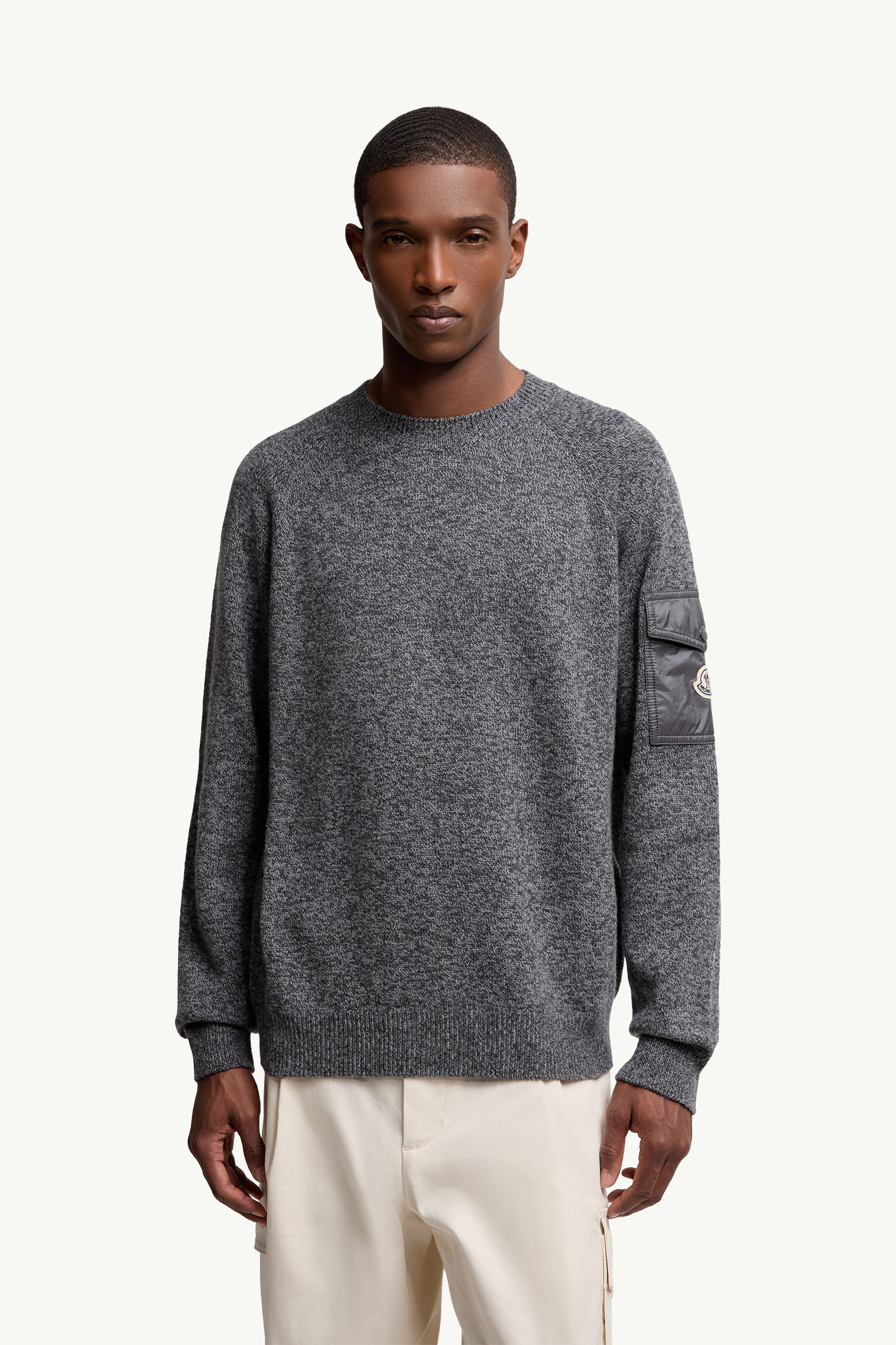Mouliné Wool & Cashmere Jumper Men Dark Gray Moncler 3