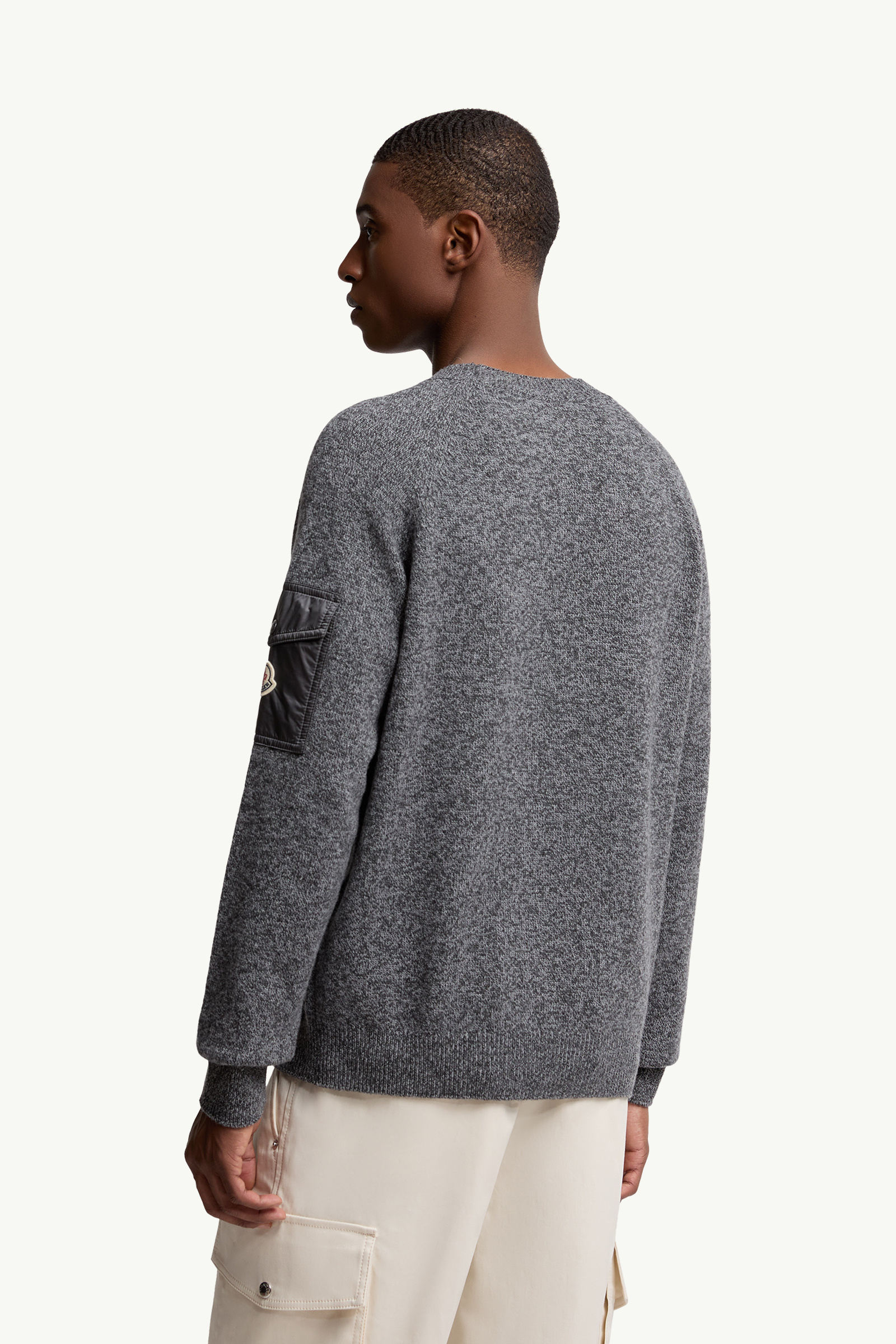 Mouliné Wool & Cashmere Jumper Men Dark Gray Moncler 4