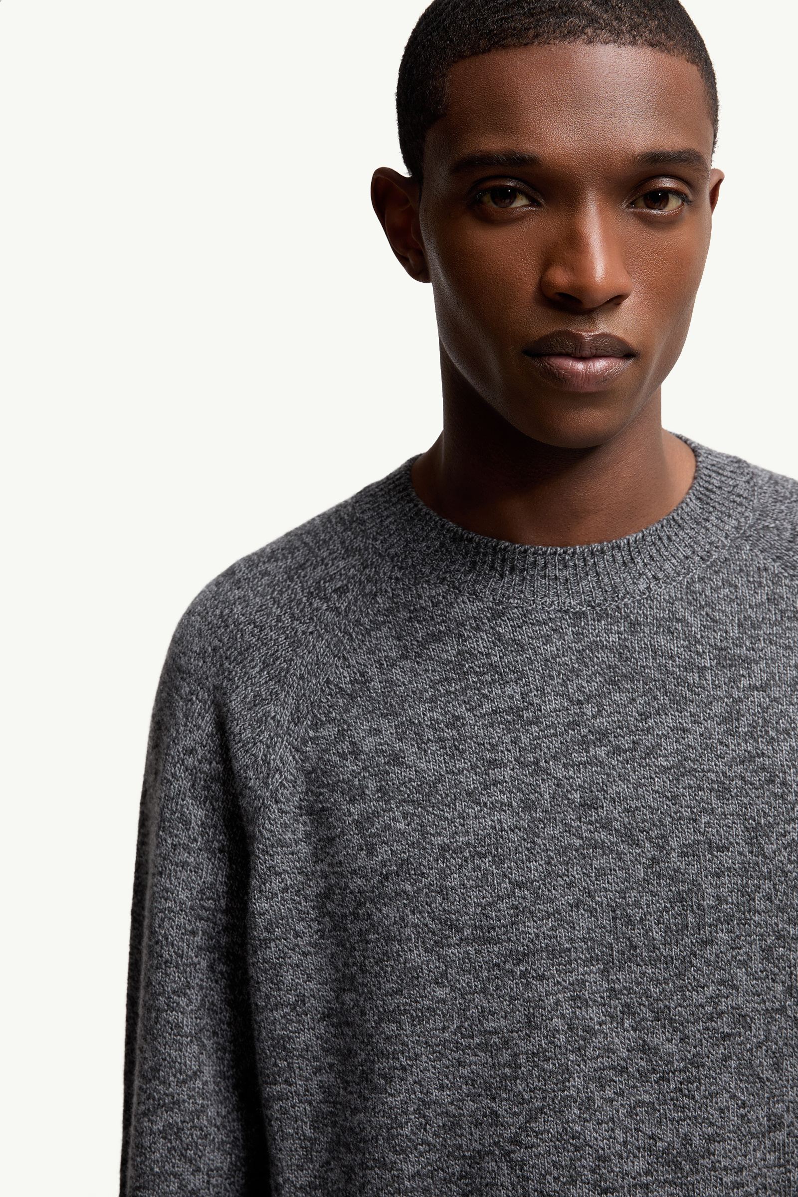 Dark Grey Mouliné Wool & Cashmere Sweater - Sweaters & Cardigans