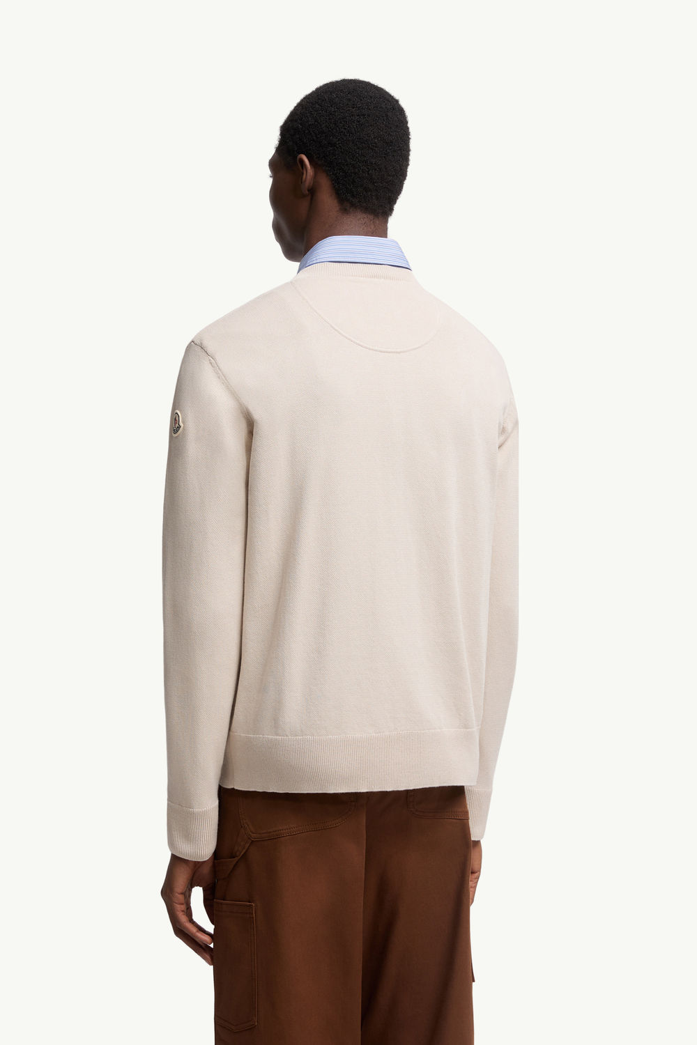 Embroidered Monogram Cotton Jumper Men Light Beige Moncler 4