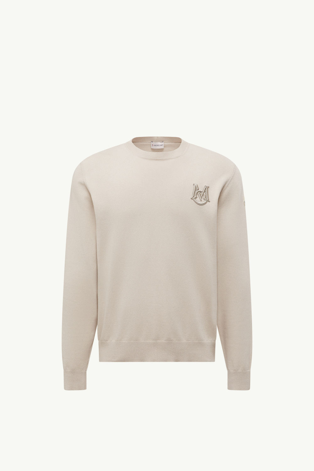 Embroidered Monogram Cotton Jumper Men Light Beige Moncler 2
