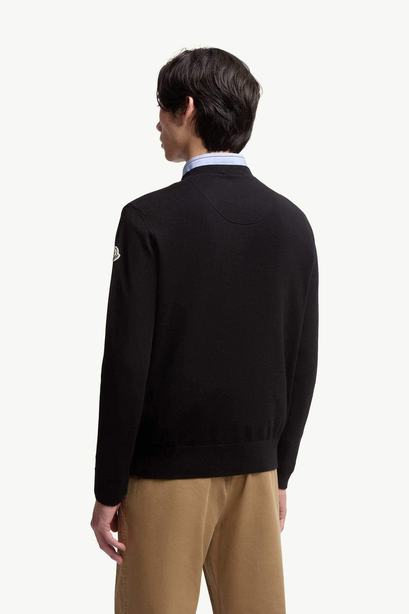 Embroidered Monogram Cotton Sweater Men Black Moncler 4