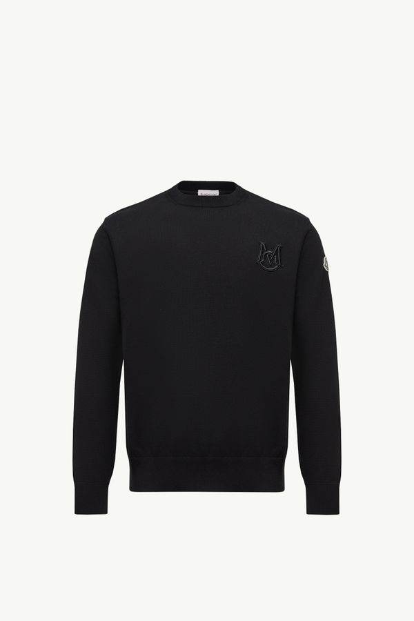 Embroidered Monogram Cotton Jumper Men Black Moncler 2