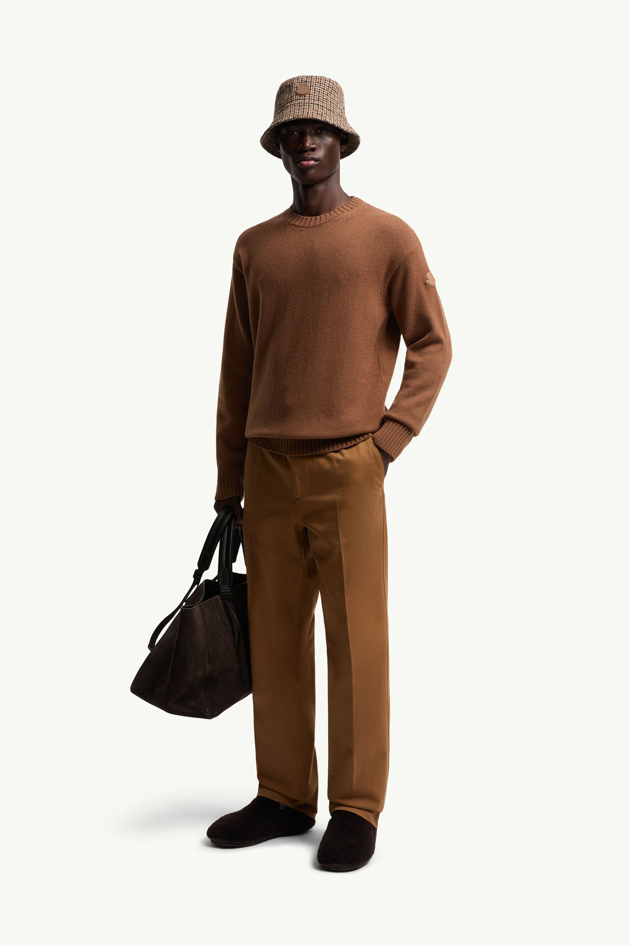 Wool & Cashmere Sweater Men Light Brown Moncler 0