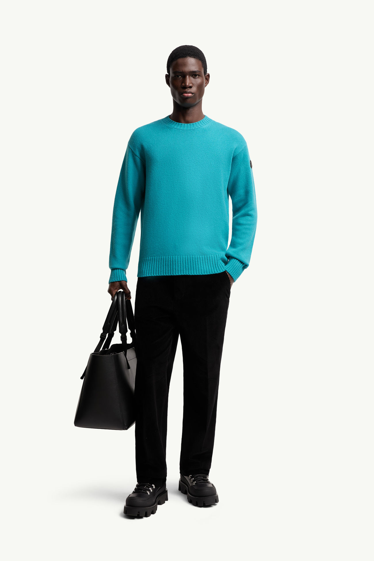 Wool & Cashmere Sweater Men Light Blue Moncler 0