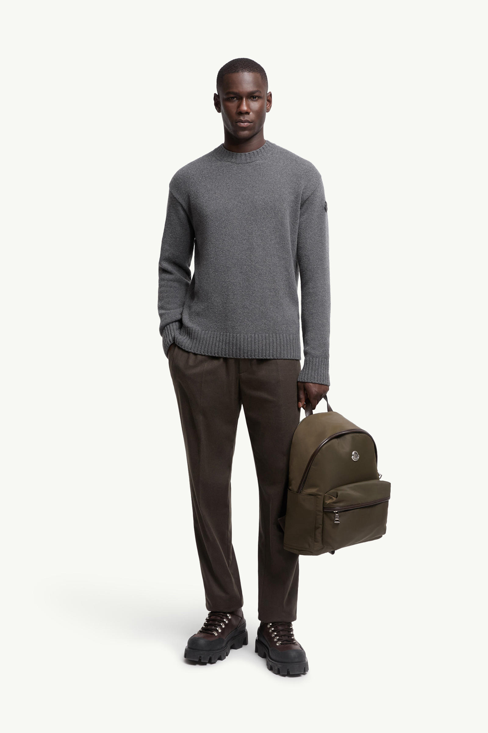 Wool & Cashmere Sweater Men Dark Grey Moncler 0