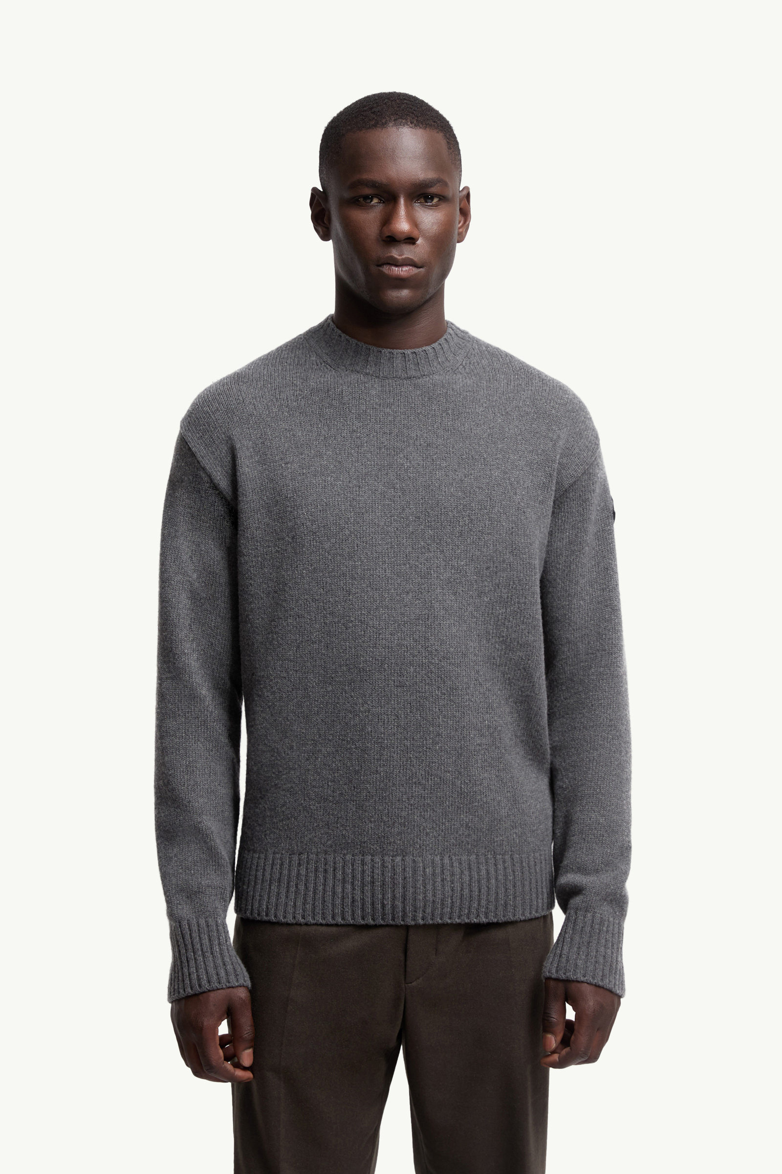 Wool & Cashmere Sweater Men Dark Grey Moncler 3