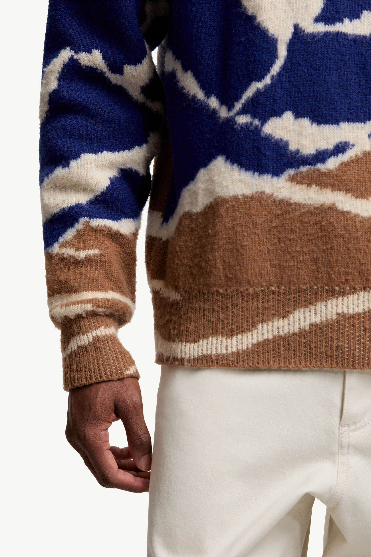 Mountain Jacquard Wool Jumper Men Light Blue & Beige Moncler 5