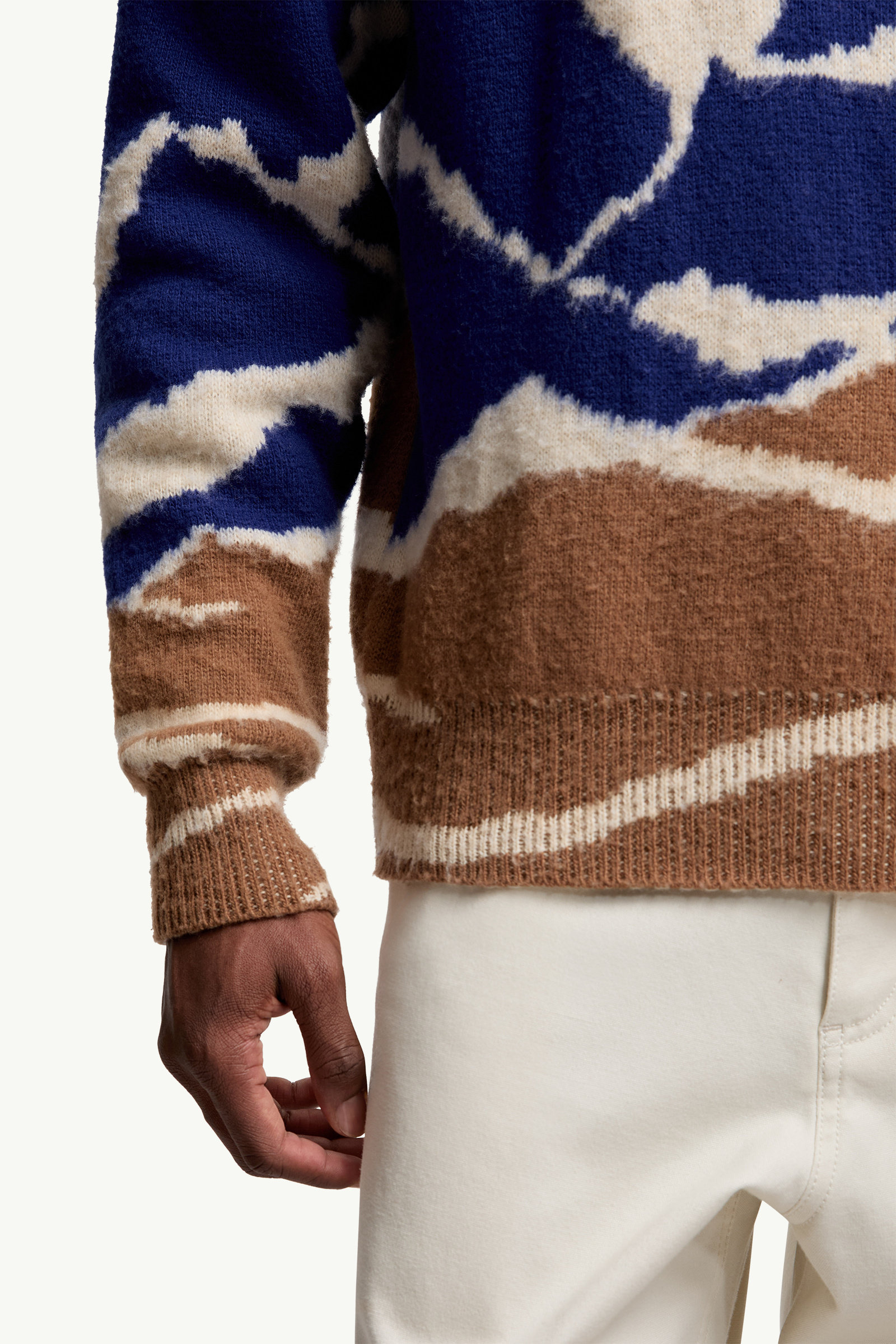 Mountain Jacquard Wool Jumper Men Light Blue & Beige Moncler 5