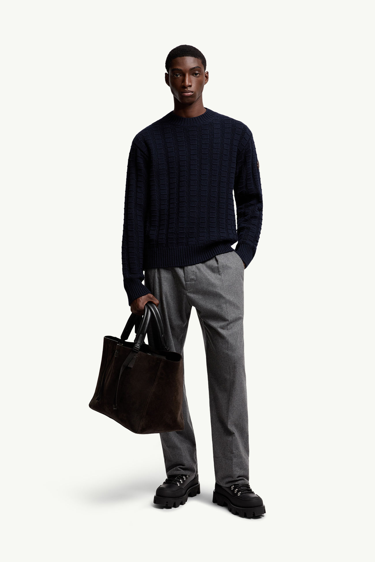 Maglione in lana e cashmere Uomo Blu Navy Moncler 0