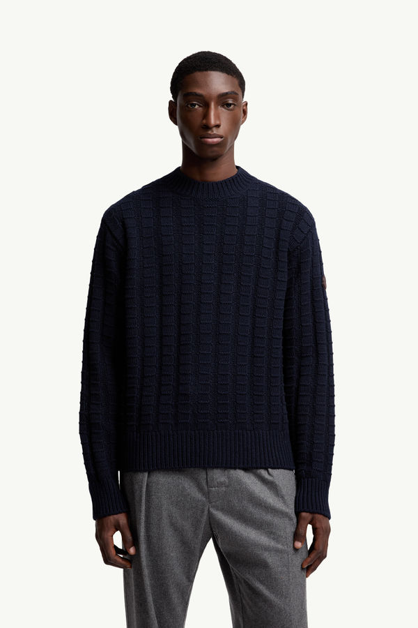 Wool & Cashmere Jumper Men Navy Blue Moncler 3