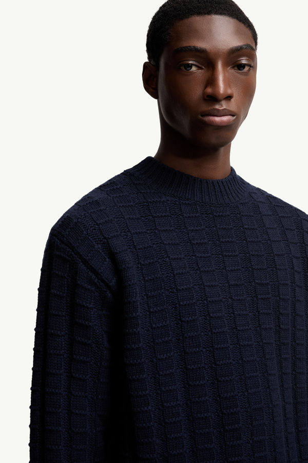 Wool & Cashmere Jumper Men Navy Blue Moncler 5