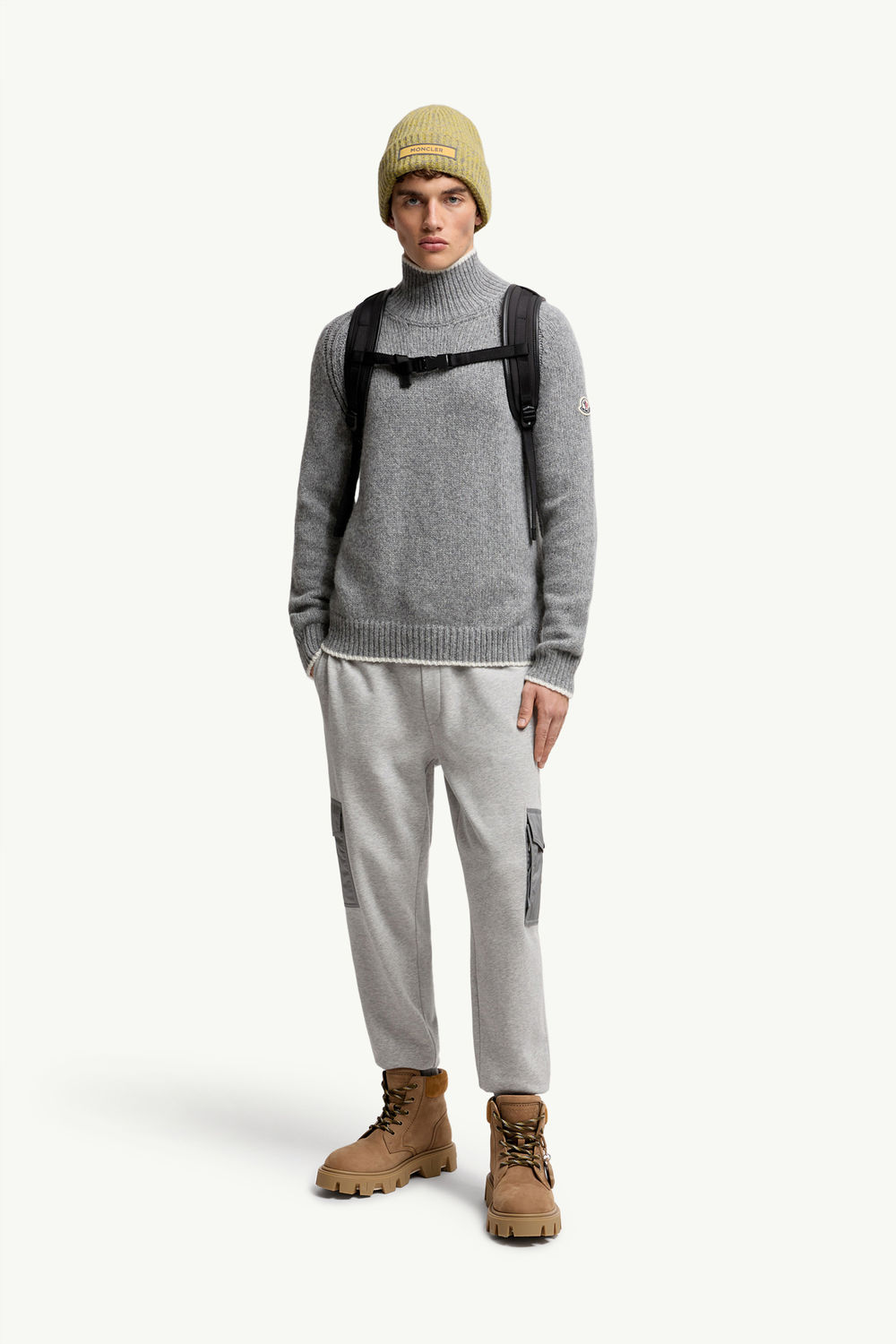 Alpaca & Wool Blend Turtleneck Jumper Men Gray Moncler 0