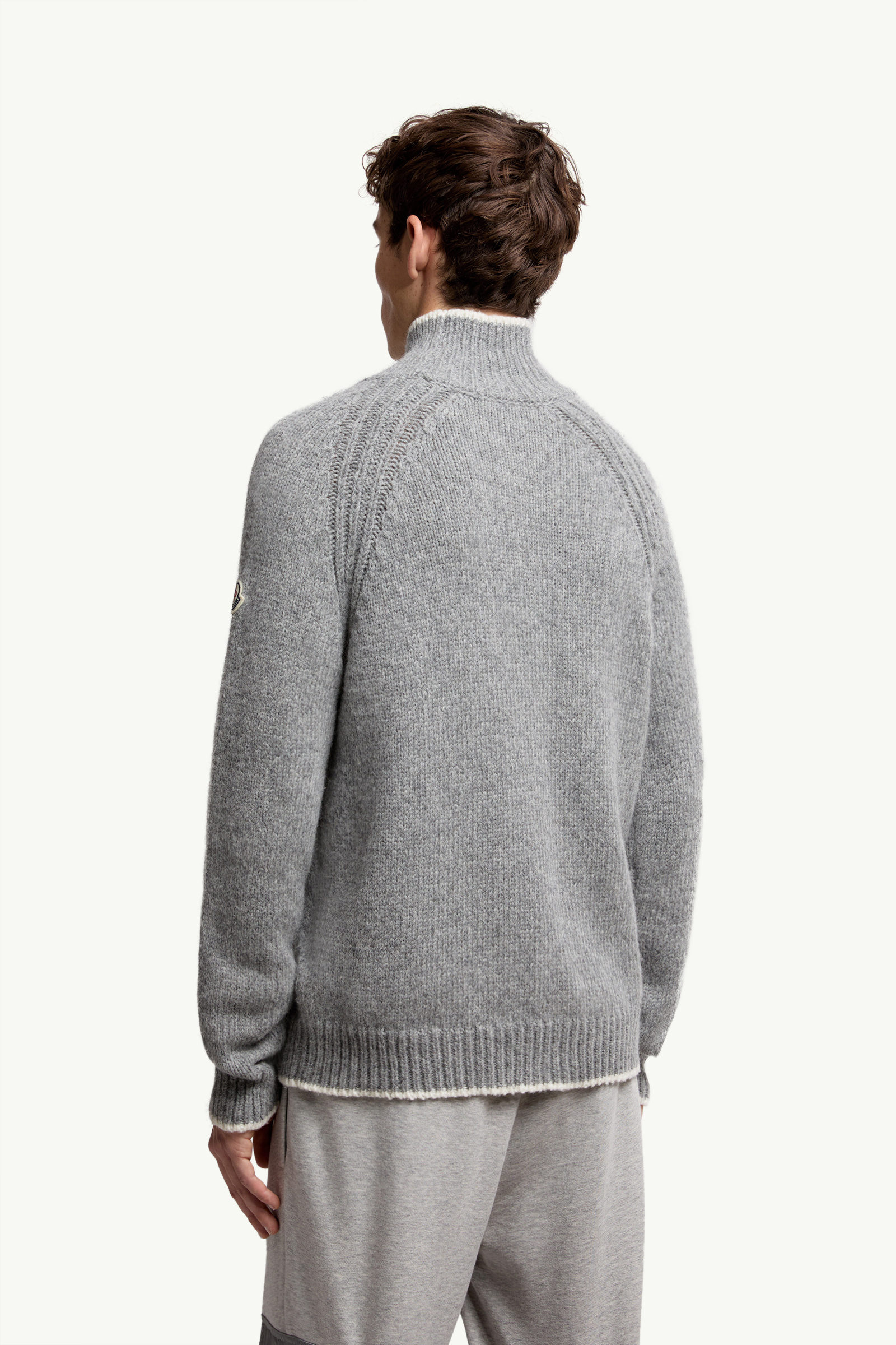 Alpaca & Wool Blend Turtleneck Sweater Men Grey Moncler 4