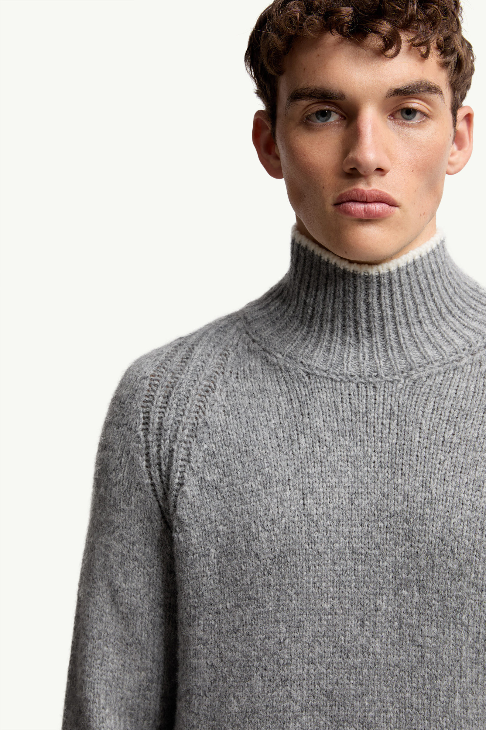 Alpaca & Wool Blend Turtleneck Sweater Men Grey Moncler 5
