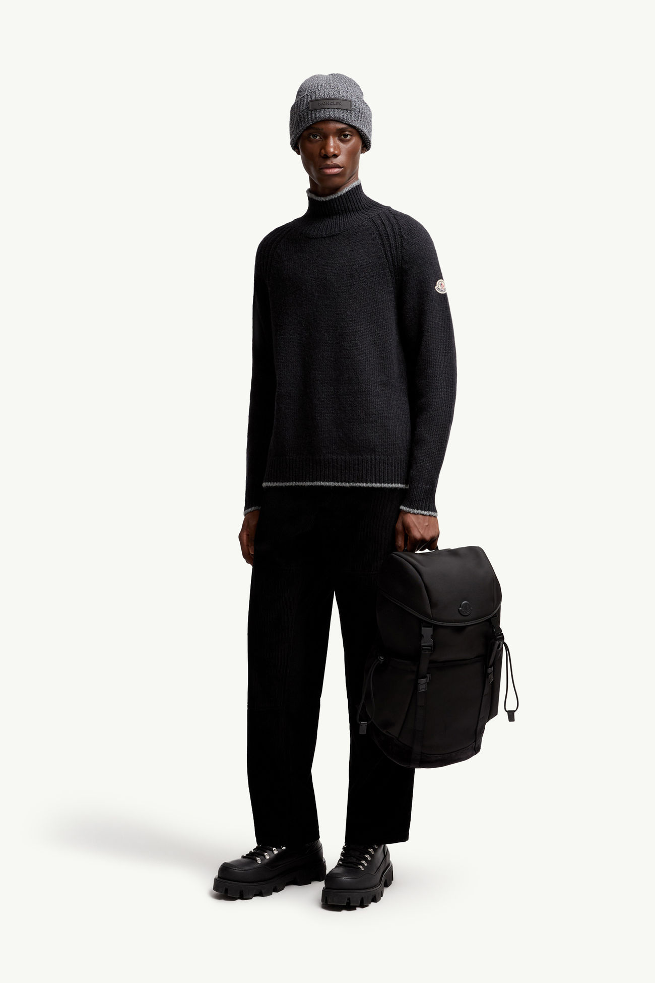 Pull à col roulé en laine et alpaga Hommes Noir Moncler 0