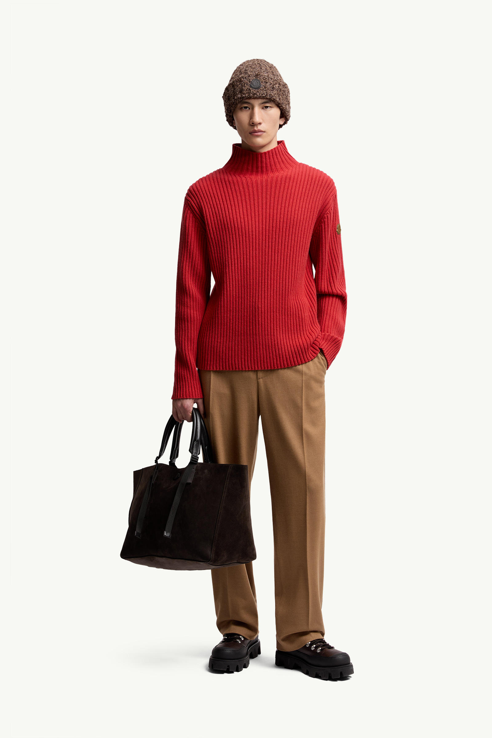 Pull à col roulé en laine et cachemire Hommes Rouge Moncler 0