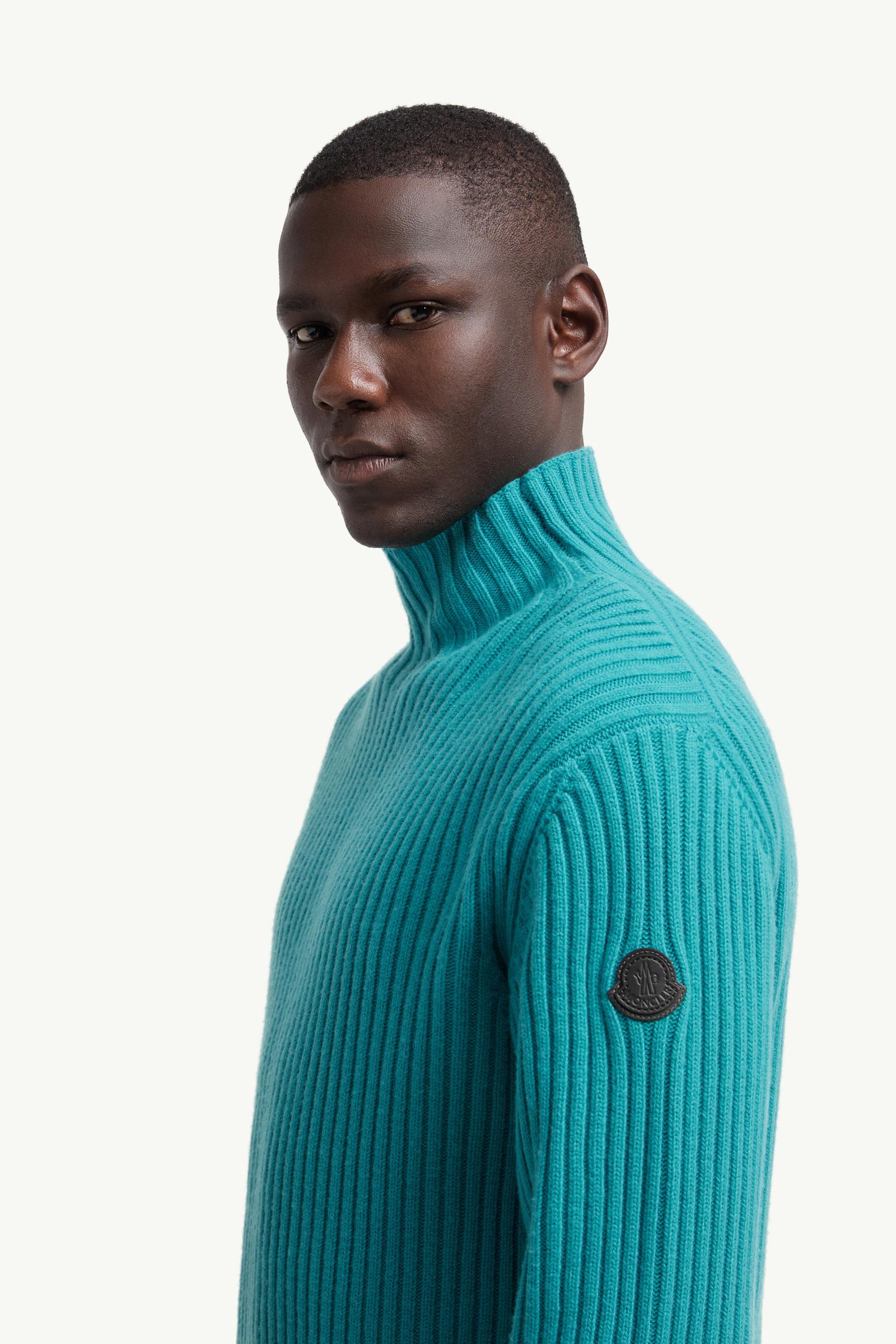 Wool & Cashmere Polo Neck Jumper Men Turquoise Moncler 1