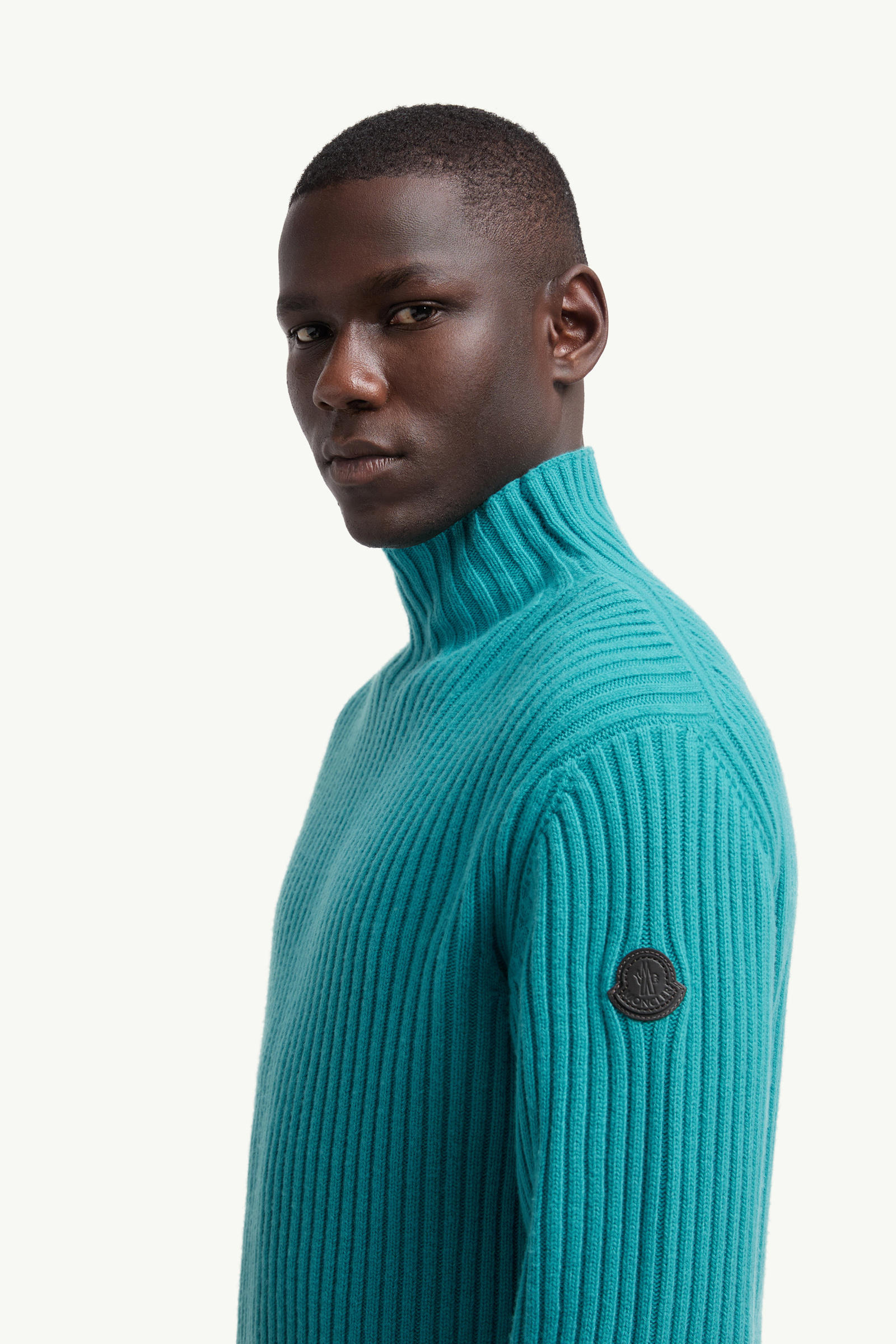 Wool & Cashmere Polo Neck Jumper Men Turquoise Moncler 1