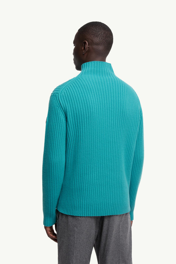 Wool & Cashmere Polo Neck Jumper Men Turquoise Moncler 4