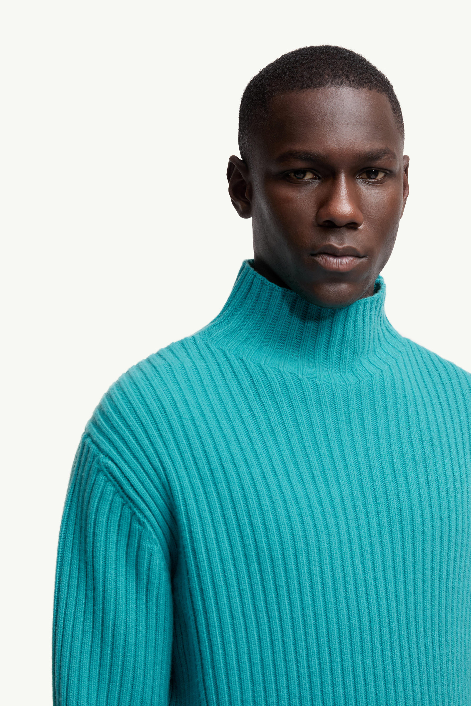 Wool & Cashmere Polo Neck Jumper Men Turquoise Moncler 5