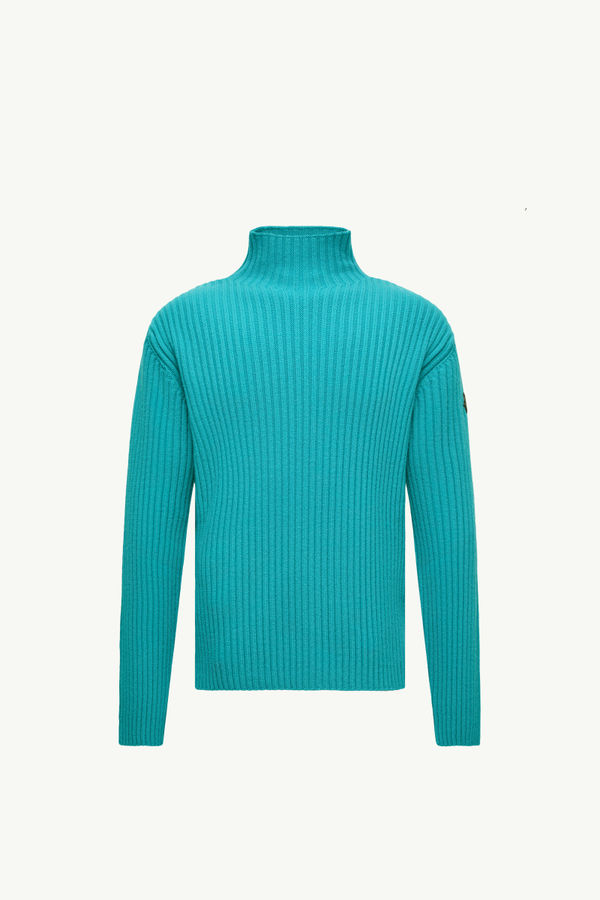 Wool & Cashmere Polo Neck Jumper Men Turquoise Moncler 2