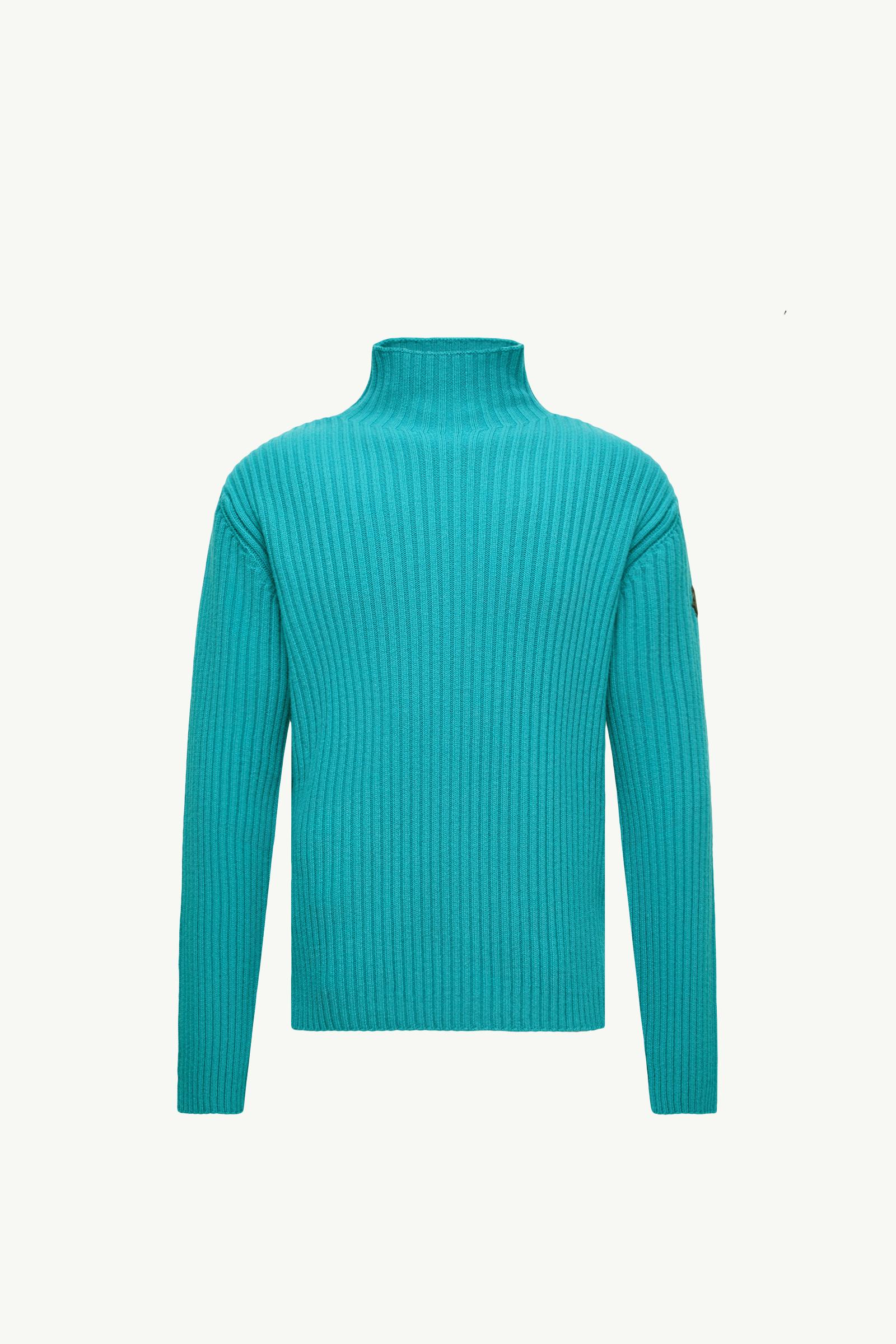 Turquoise Wool & Cashmere Turtleneck Sweater - Sweaters