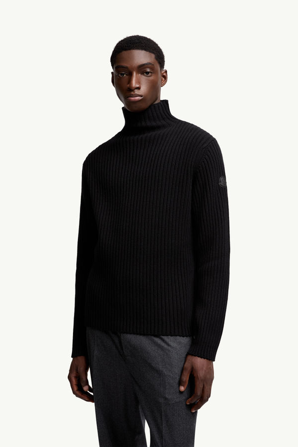 Wool & Cashmere Polo Neck Jumper Men Black Moncler 3