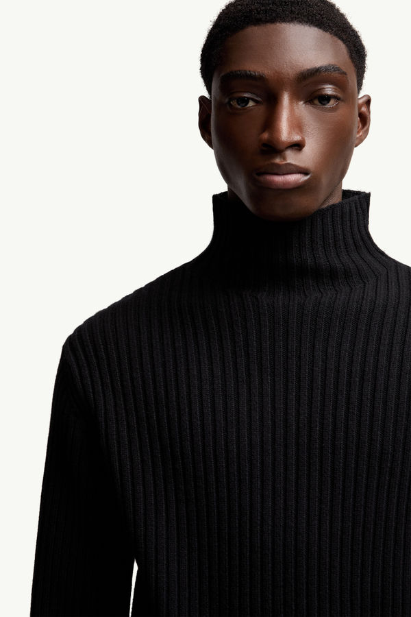 Wool & Cashmere Polo Neck Jumper Men Black Moncler 5